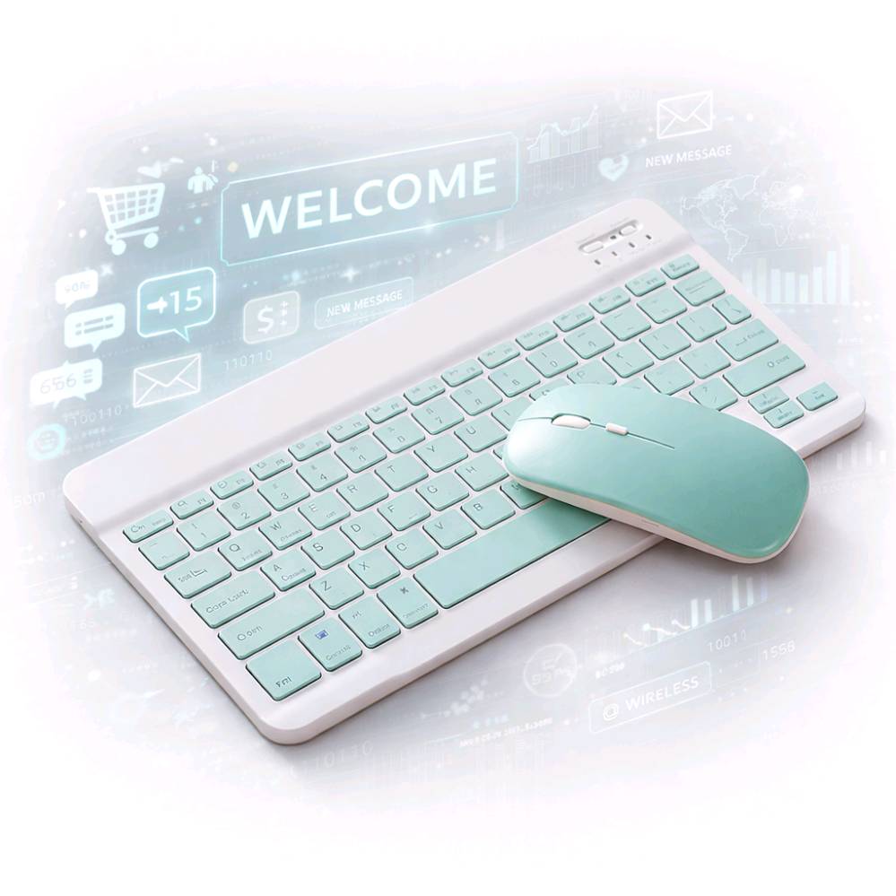 ✨⌨️ خلي شغلك أسهل وأرتب مع كيبورد وماوس أنيقين!

يدعمون العربي والإنجليزي ويشتغلون بالبلوتوث على اللابتوب والتابلت والموبايل بكل سهولة 🔗💻

✔️ تصميم نحيف وخفيف للحمل
✔️ تشغيل طويل يوصل لـ 150 ساعة
✔️ كيبورد بالشحن + ماوس ببطارية AA
✔️ أزرار جذابة وملمس ناعم
✔️ متوفر سماوي وأسود

راحة، أناقة، وأداء يعتمد عليه وين ما تروحين! ✨
توصيل محافظات 5000
بغداد3000