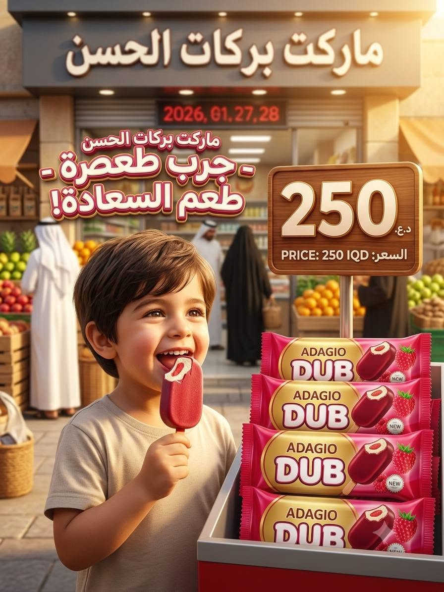 ماركت بركات الحسن 
توفر جميع انواع الآيس كريم 😋🤩 
العنوان مجمع الدوح الشارع العام الحولي نزلة ابن يقطين 
التوصيل مجاني داخل المجمع 
للاستفسار الاتصال او المراسلة 
***********
***********
