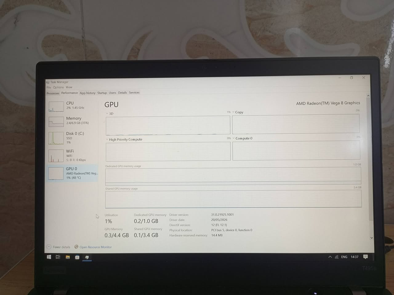 Lenovo ThinkPad T495s Laptop
Specifications:
Ryzen 5 3600U pro

Vega 8 1GB VRAM (expandable to 2GB)

8GB DDR4 2400MHz RAM

14-inch 60Hz Screen
Windows 10 Pro (Activated)
Price: 400,000 IQD
Location: Karbala (No Delivery)
Phone: ***********
