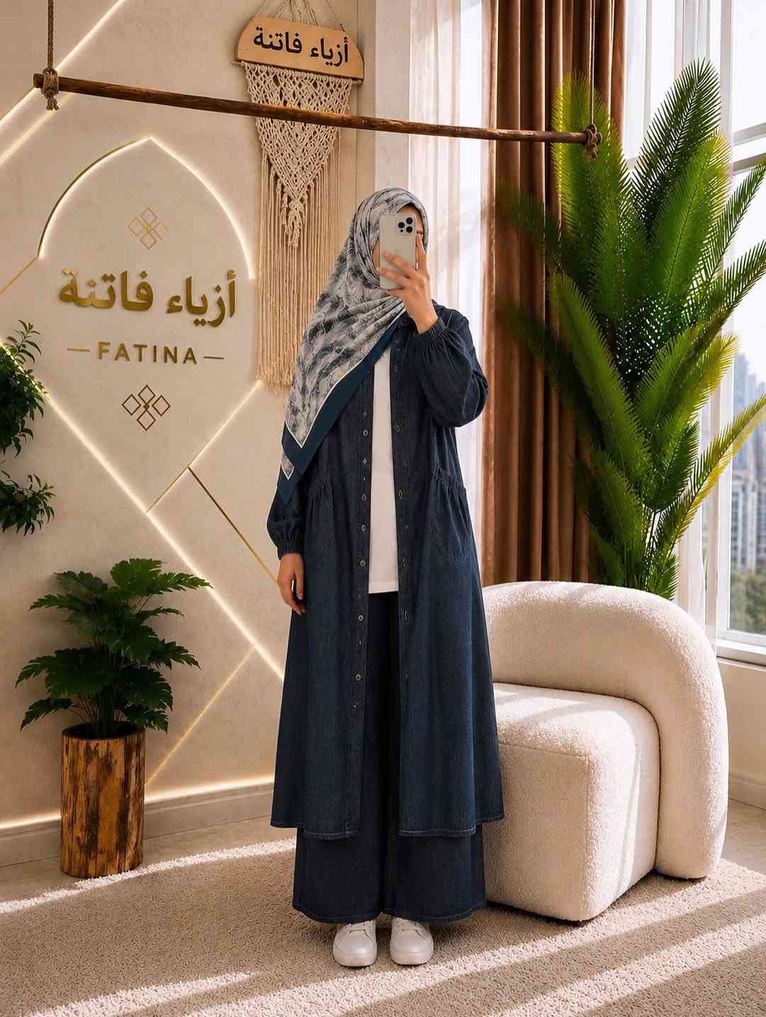 ازياء فاتنة
طقم ثلاث قطع مانتو جميل ولطيفة للمحجبات 
فصال محتشم 
موديلات فاتنة… ماتتفوت 
حصراً من ماركة فاتنة 
• طول المانتو 130 سم 
• ⁠طول التيشيرت 85 سم 
• ⁠طول الكيلوت 105 سم 
• تفصيله مريحة فصال فخم 
• تنطي مظهر انحف باللبس
• ⁠ ✨
قطعة تبقى وياج سنين وما تبطل موديلها 👌

متوفر حالياً بكمية محدودة
راسلينا خاص واحجزي بسرعة قبل النفاذ 💌

#ازياء_فاتنة⁩⁩
قالب راهي 
___________________________ 
🖊️ االــخـــــــاامــة :- 
جينز صيفي مشخط :- مـטּ الجينز الممتاز المستورد قماش انسيابي وليس جاف ملمس ناعم مايحتاج كوي بس شي بسيط 
❥❥ ─── ❥❥

القياسات القياسات 1/2/3/4 

🌱قياس 1):- 
تلبس وزن من 70 الى 80 كــــيـلـو ⚖️ 
يعني يلبس قياس. 40 . 42. 44 

🌱قياس 2 ):- 
تلبس وزن من 80 الى 90 كــــيـلـو ⚖️ 
يعني يلبس قياس. 46. 48 

🌱قياس 3):- 
تلبس وزن من 90 الى 100 كــــيـلـو ⚖️ 
يعني يلبس قياس. 50 . 52 

🌱قياس 4):- 
تلبس وزن من 100 الى 120 كــــيـلـو ⚖️ 
يعني يلبس قياس. 54. 56. 58 

_______________________ 
ســــعـــر  الطقم بـــ 65 الفــــﮯ 
مع هدية 🎁 الشال او الربطة 
________________________ 
للحجز والاستفسار المراسلة ؏ــلى الواتساب :- ***********
***********
