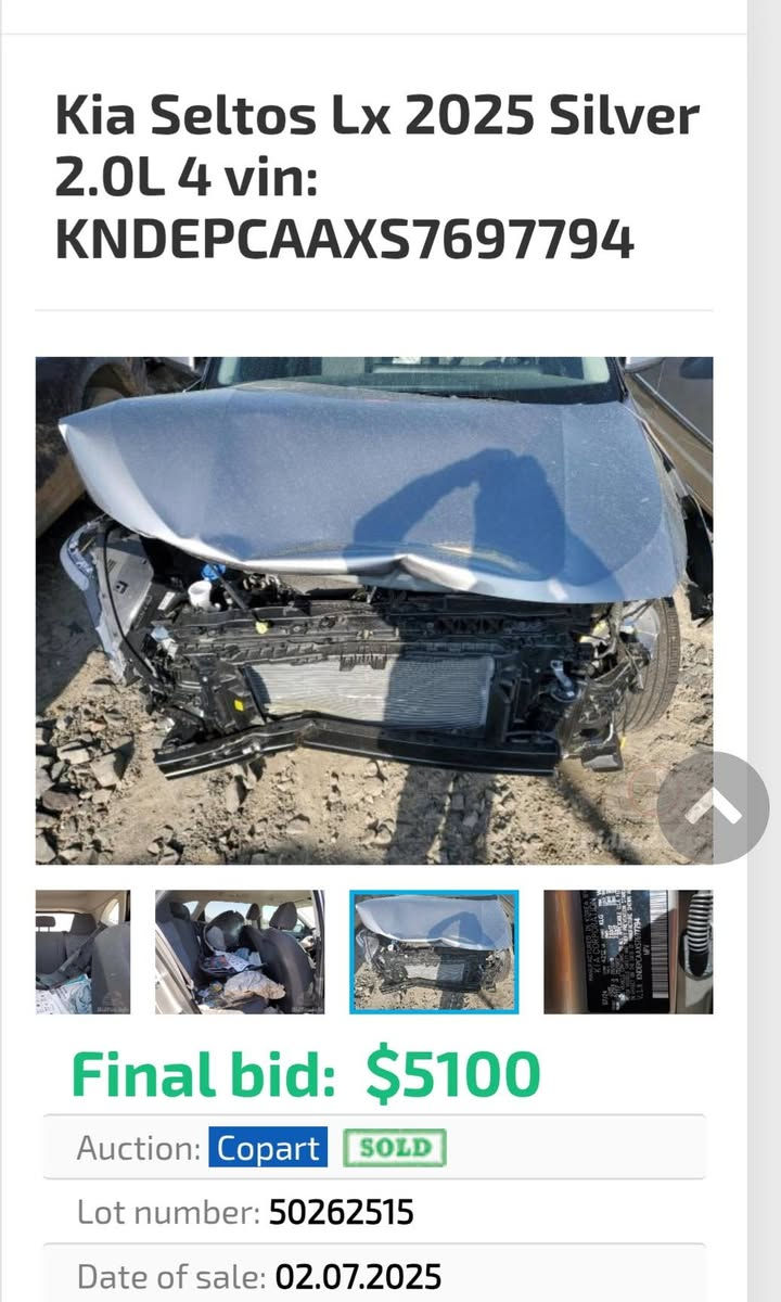 كيا سيلتوز موديل 2025
وارد امريكي 
ماشية 1650
محرك 2000
مواصفات السيارة
تبريد قطعتين
فور ويل
تحكم ااستيرت جهتين
 رادار امامي وجانبي
حادث السيارة 
قطعة واحدة بنيد مبدل
وبارد بل جاملغ الايمن
السعر 167
***********
مكان السيارة الكرخ شارع حيفا
