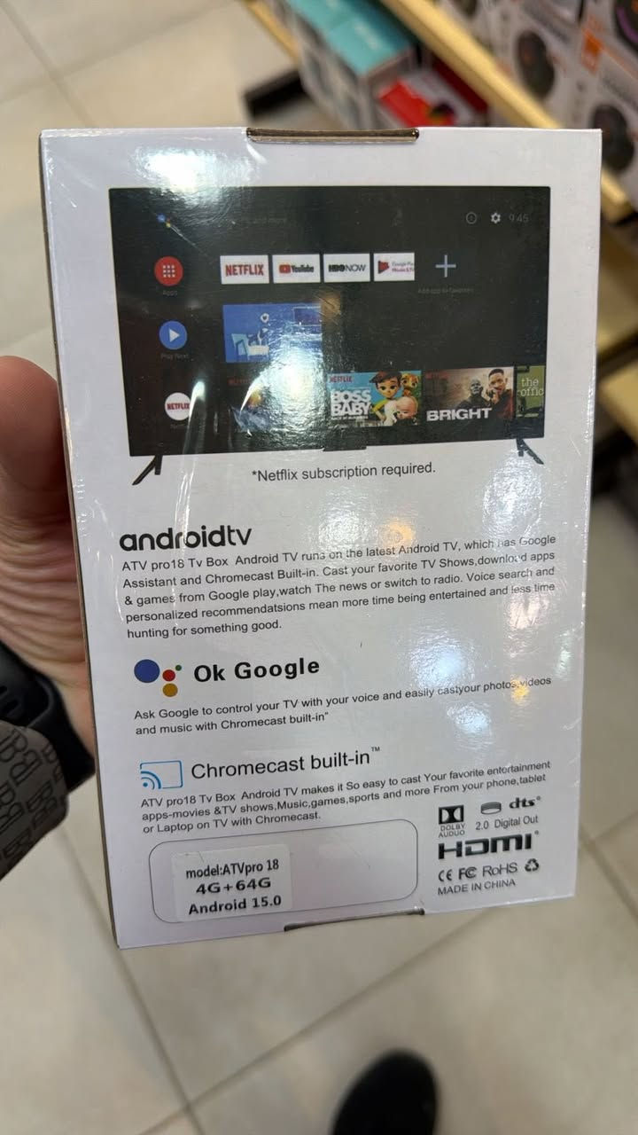 للبيع: MikoY TV Box S 📺🔥
• الوظيفة: يحول أي شاشة عادية إلى شاشة سمارت (Android TV).

• الدقة: يدعم 4K Ultra HD لصورة واضحة جداً.

• التطبيقات: يوتيوب، نتفلكس، شاهد، وكل برامج Google Play.

اذاكره:[64]. والعشوائية [4G]

• المميزات: ريموت ذكي يدعم البحث الصوتي.

الجهاز نظيف وشغال 100% ✅

السعر: [25]

للتواصل: [***********]

التوصيل :مجاني
