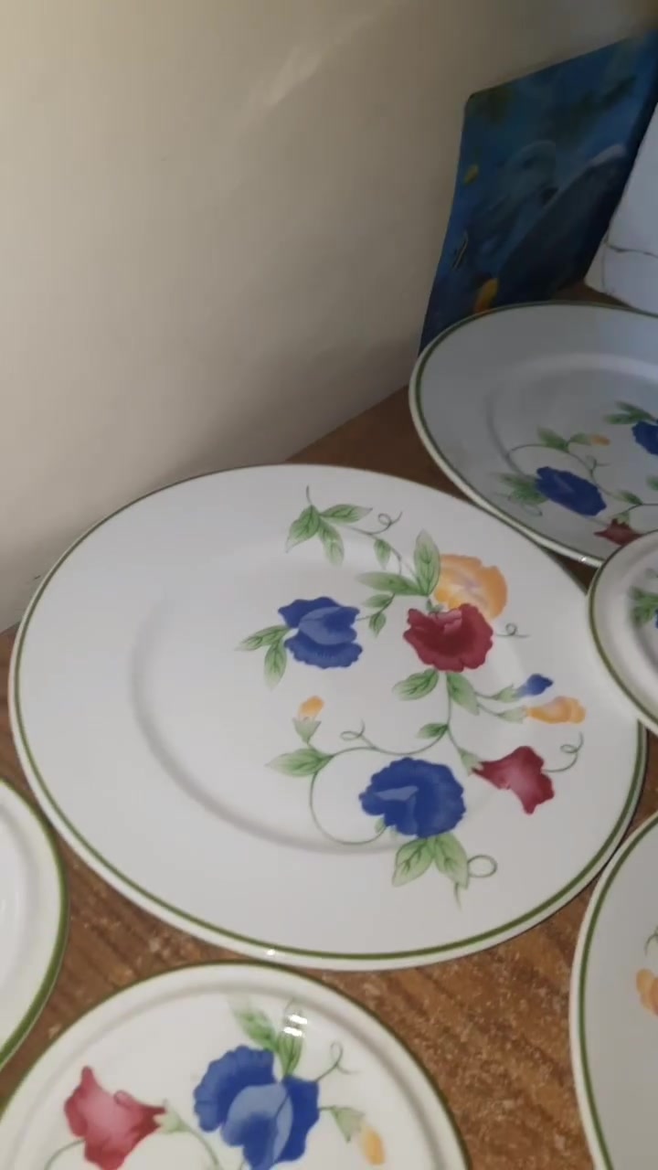 هذه أطباق خزف عظمي فنتج من ماركة "رويال ستافورد" بنقشة "سويت بي" (Sweet Pea). [1]
تتميز الأطباق بنقوش أزهار باللونين الأزرق والأحمر.

قد توجد أطباق مماثلة متاحة للبيع في مواقع مثل eBay.

يمكن العثور على قطع فنتج إنجليزية أخرى بنقوش زهرية مشابهة لدى بائعي الانتيكات. [1, 2]


**إذا كنت صاحب هذا الإعلان وتريد حذفه لأي سبب، رجاءا أرسل رسالة إلى الدعم الفني**