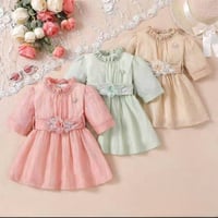 فستان العييد وصل🔥🔥🤍. فستان بناتي بدزاين راقي وناعم، ياخة مكشكشة مع حزا...