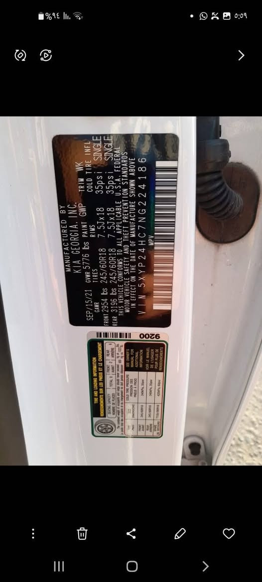 كيا تيلورايد 2022 حادث تبديل جاملغ امامي ايسر وقليل تصليح حافة البنيد بدون دواخل سياره جاهزه بغداد البلديات هاتف ***********
