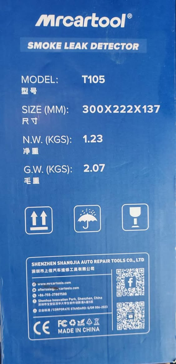 ئامێری دۆزینەوەی کون و تەقی و بە هەڵم

 Mrcartool T105 – ئامێری پشکنینی دزەکەی دووکەڵ (Car Smoke Leak Detector)
📍 نوێ و بە کاردەکەوێت

---

🔧 چی پشکنین دەکات؟

· Intake 
· Exhaust (دەرچوو)
· Fuel Tank (باڕەگی بەنزین)
· EVAP (سیستەمی بەنزین)

---

💰 نرخ: [100،000] هەزار دینار
📍 شوێن: [ڕانیە ]
📞 پەیوەندی: *********** ]

لۆکەو بە کار نە هاتووە دخان, السليمانية
