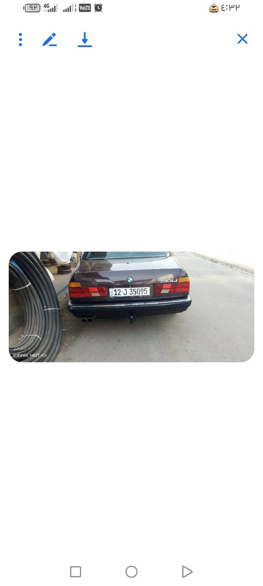 السلام عليكم للبيع سيارة بي ام 730 موديل ١٩٩١ رقم انكليزي سنوية جديده للبيع او مراوس حسب القناعه السعر 40 العنوان كياره الحاج علي رقم الجوال *********** كير ومحرك شرط محرك كصه جديد
