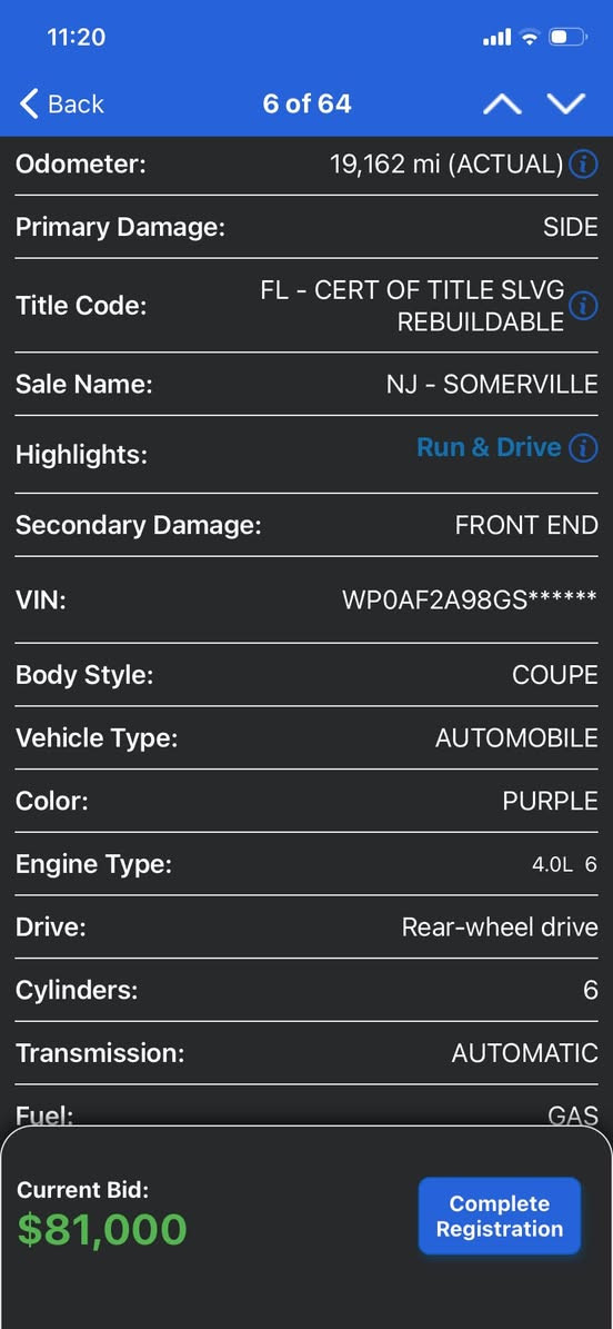 للفائدة
للي عنده كتاب ضباط متقاعدين فقط
دبلوماسي وشهداء ميصير
Porsche 911 gt3 rs 2016
ماشية 19 الف
ضرر جانبي شغالة وتمشي
مواصفات حلبات
محرك ستة سلندر 4000 تنفس طبيعي
معروضة مزاد بموقع copart.com
للمزايدة زيارة مكتب ماهر البدراوي لمزادات السيارات الامريكية و الكندية
الصالحية ٢٨ نيسان


**إذا كنت صاحب هذا الإعلان وتريد حذفه لأي سبب، رجاءا أرسل رسالة إلى الدعم الفني**