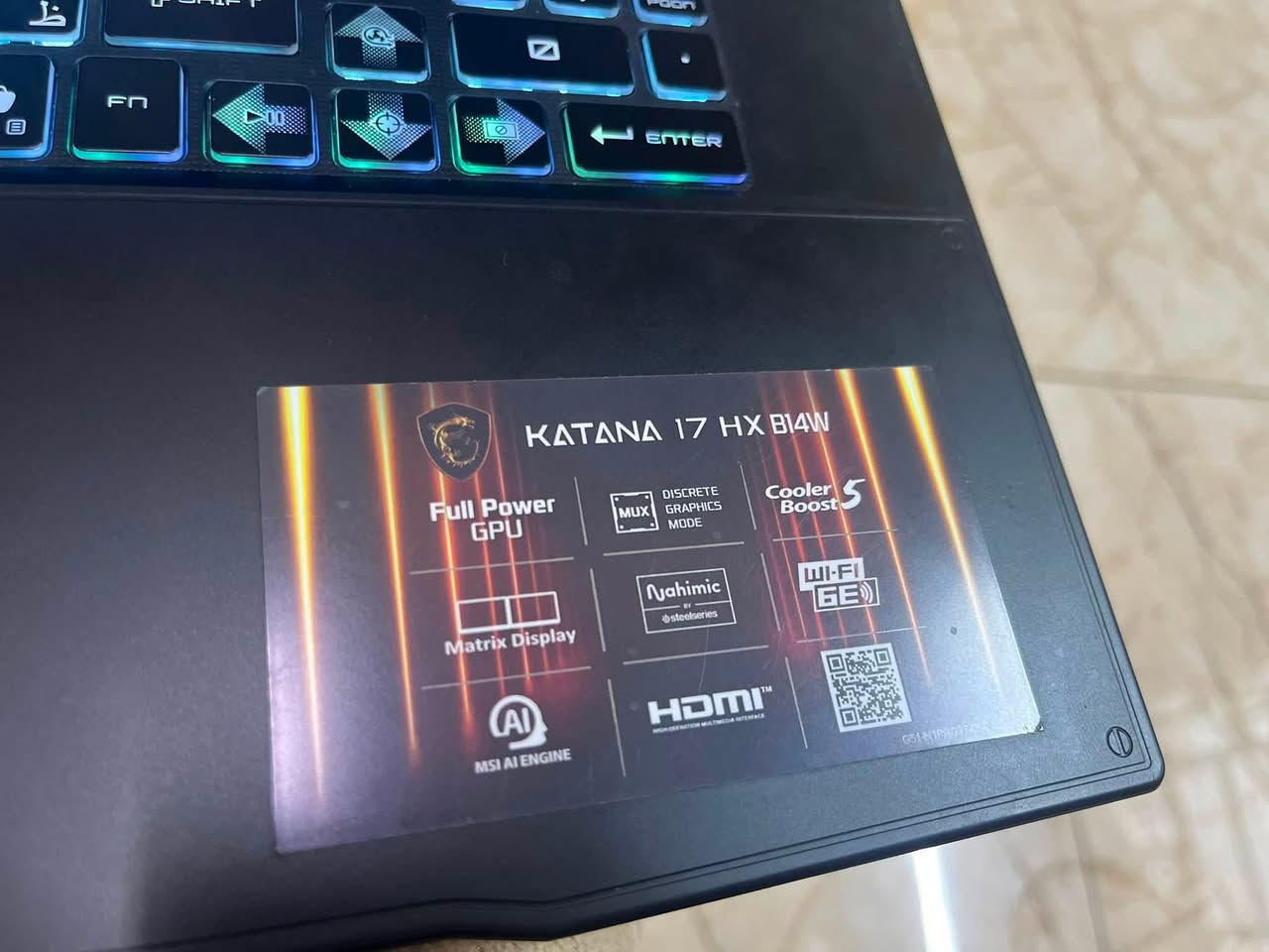 السلام عليكم
للبيع لابتوب MSI Katana 17 HX
اللابتوب كلش نظيف واستخدامه قليل وهاي مواصفاته:
Processor: Intel Core i9-14900HX
24 Cores (8 Performance + 16 Efficient)
32 Threads
Up to 5.8 GHz Max Turbo Frequency
36MB Intel Smart Cache
Graphics Card: NVIDIA GeForce RTX 5070
Latest Blackwell Architecture
DLSS 4 Support
Ray Tracing Enabled
Display: 17.3" QHD (2440x1440)
240Hz Refresh Rate
IPS-Level Panel
Memory (RAM): 32GB DDR5
Expandable
Storage: 1TB NVMe PCIe SSD
Super Fast Boot & Load Times
Audio: Built-in Speakers with Nahimic Audio
Keyboard: Backlit Gaming Keyboard
Connectivity:
Wi-Fi 6
Bluetooth 5.x
USB Type-C
USB 3.2 Ports
HDMI Output
RJ45 Ethernet
Cooling: MSI Cooler Boost Technology

ملاحظة: راماته الأصلية جانت 16 واني طورتها لل 32
مكاني: نجف - كوفة
رقمي: ***********
متواجد واتساب

