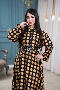 فستان كلوش • ستين فرنسي • فري سايز ١١٠ كيلو