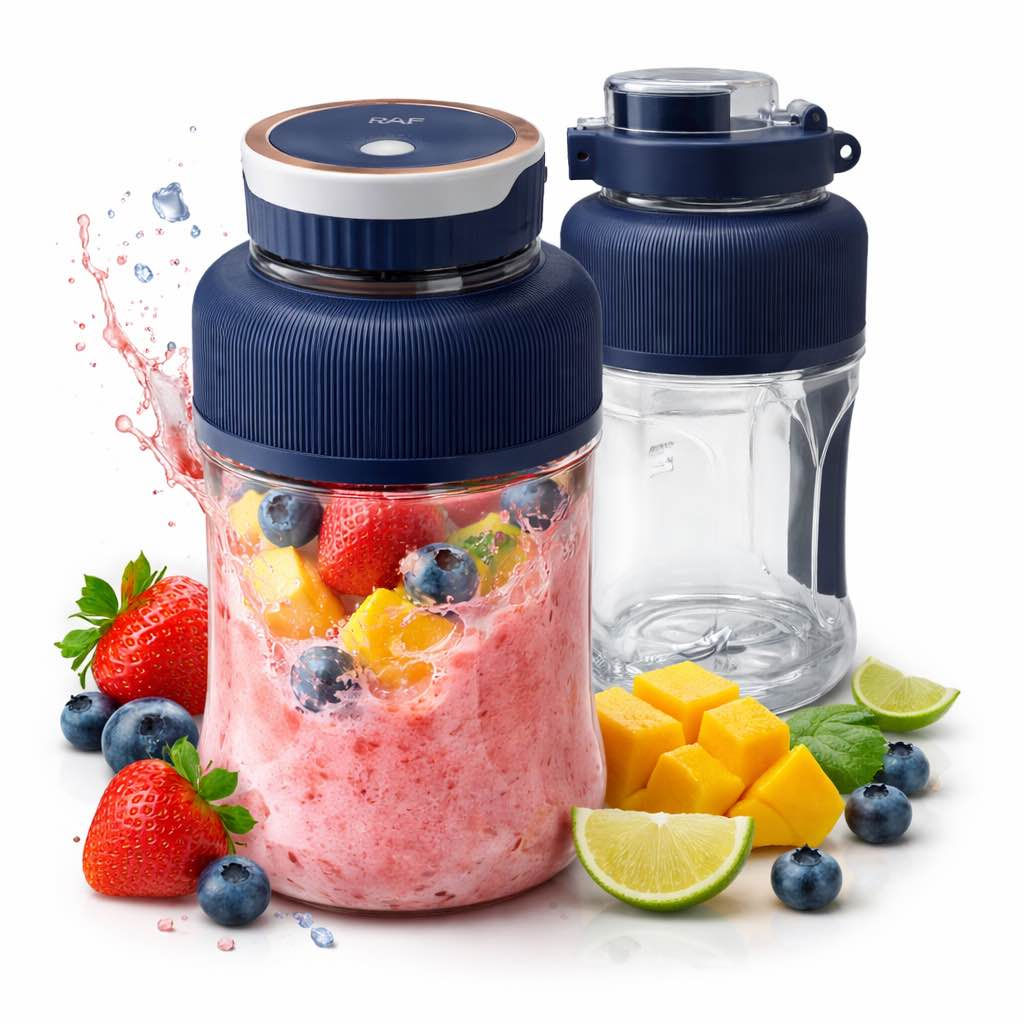 - خلاط RAF المحمول هو الحل الأمثل لعشاق العصائر الطازجة والوجبات الخفيفة الصحية أثناء التنقل.

. أداء قوي: مزود بـ 10 شفرات من الفولاذ المقاوم للصدأ ومحرك يدور بسرعة 18000 دورة في الدقيقة بقوة 80 واط، يضمن خلط الفواكه والخضروات بكفاءة للحصول على أفضل مذاق.

. سعة كبيرة: يأتي بكوب رئيسي بسعة 1000 مل، بالإضافة إلى كوب أصغر سعة 400 مل، مما يجعله مثالياً لأحجام مختلفة من المشروبات.

. قابلية النقل والراحة: يحتوي على بطارية مدمجة بسعة 1300 مللي أمبير، ويسهل تنظيفه وتشغيله السريع، مما يتيح لك الاستمتاع بمشروباتك في أي مكان.

- يمكن إعادة شحنها باستخدام كابل USB.

- تتميز بشفرات حادة ومتينة لخلط المكونات بسرعة. 

- تصميمها خفيف الوزن ومحمول، مما يجعلها مناسبة للسفر أو المكتب أو صالة الألعاب الرياضية. 

- مزودة بآليات أمان تمنع التشغيل إذا لم يكن الغطاء مثبتاً بشكل صحيح.

- مثالية لصنع العصائر والمخفوقات وأطعمة الأطفال التكميلية. بغداد, العراق


**إذا كنت صاحب هذا الإعلان وتريد حذفه لأي سبب، رجاءا أرسل رسالة إلى الدعم الفني**