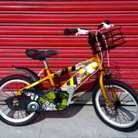 بايسكل حجم ١٦ النوع باله نضافة ممتازة  اللون ذهبي  سلة دمج مع السكان  ...