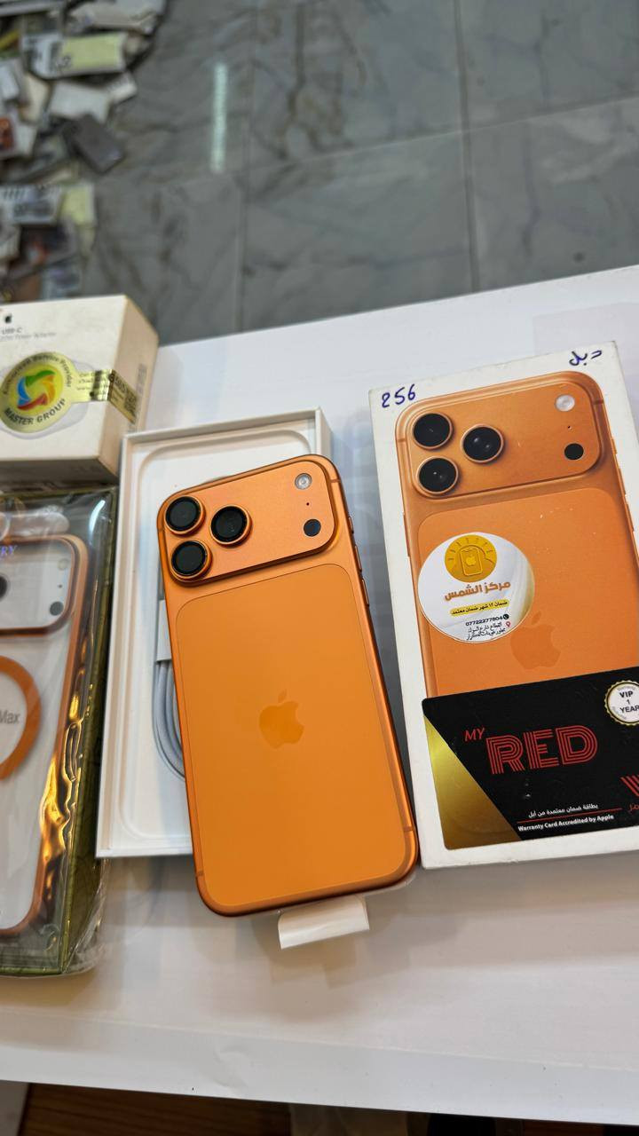 ايفون 17 برو ماكس 256
بطارية 100‎%‎
نضافة 100‎%‎
دبل سيمكارت خطين 
مشحون فقط 55‎ مرة
كامل ملحقات الاصلية 
بعدة بضمان الشركة

السعر مناسب 
***********
العنوان القطاع شارع السوك مجاور عوينات الكرار 
مركز الشمس
