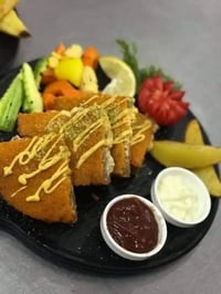 خلفه بيتزا ومناقيش وغربي جيميع الطباق وهاذ جزا من شغلي لي يريد يتفضل خ...