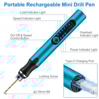 قلم حفر صغير • قابل للشحن • رؤوس HSS