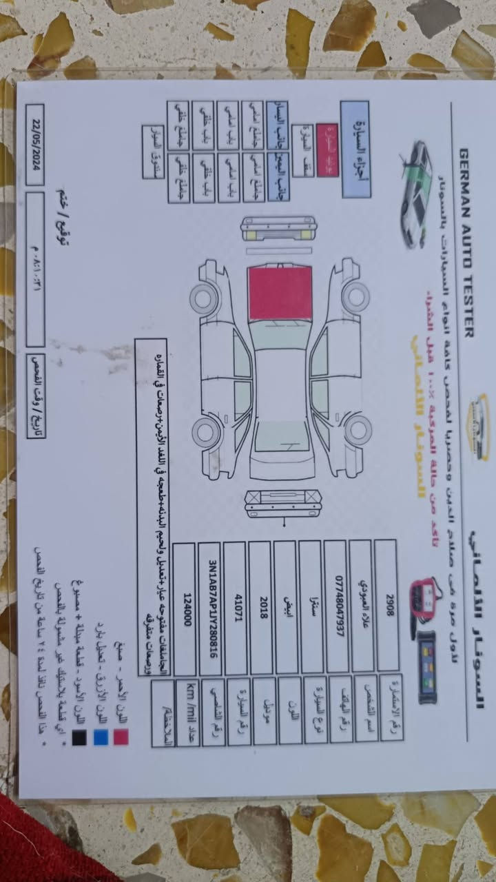 نيسان سنترا 2018 محرك 1800 وكير اوتماتيك تدفئه تبريد وكير ومكينه وتخم تاير السياره كفاله ماعدا البنيد مصبوغ فقط والباقي رصعات بسيطه السونار مرفق معا الصور رقم صلاح الدين انكليزي الجديد السعر 115 وبيها مجال أتصل وتدلل أني مكلف بلنشر ***********
