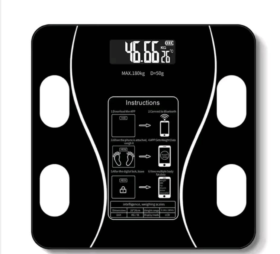 ميزان وزن ذكي إلكتروني مصمم ليوفر لك تجربة دقيقة وعملية في متابعة صحتك ولياقتك البدنية. يتميز بسطح زجاجي أنيق وعصري مصنوع من زجاج مقوّى عالي الجودة، مع شاشة رقمية واضحة وسهلة القراءة تعرض النتائج بدقة. يعتمد الميزان على حساسات قياس متطورة تُمكّنه من قياس وزن الجسم ونسبة الدهون ومؤشرات جسمية أخرى بدقة عالية، مما يساعدك على مراقبة تطور حالتك الصحية بشكل مستمر. يدعم الميزان الاتصال بجميع الأجهزة الذكية من خلال تقنية البلوتوث، حيث يمكن ربطه بسهولة بتطبيق مخصص يعرض البيانات ويخزنها ويحللها بطريقة منظمة وواضحة. يتحمل الميزان وزنًا يصل إلى 180 كغم، مما يجعله مناسبًا لمختلف المستخدمين. يتميز بسهولة الاستخدام، ودقة النتائج، وتصميمه العملي الذي يناسب الاستخدام المنزلي اليومي، ليكون خيارًا مثاليًا لكل من يهتم بصحته ويتابع وزنه ونمط حياته بشكل ذكي وحديث.