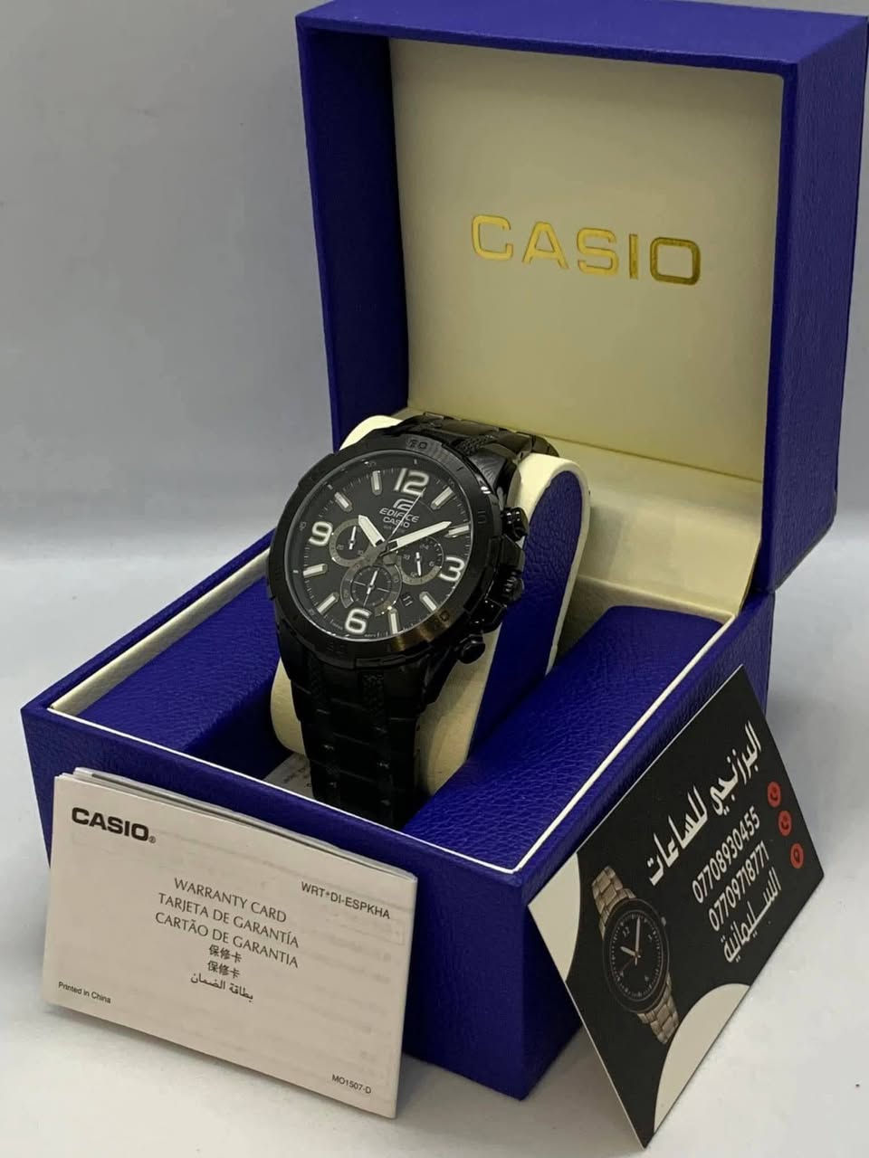 السلام عليكم........
ساعة  CASIO EDIFICE  بطارية 
مكينة ياباني JAPAN MOVT 
تجميع الصين CASED CHINA 
نافذة للعرض التاريخ 
سناتر شغالة 
أميال وأرقام فسفوري 
القطر ٤٧
مقاوم للماء ١٠٠م 
سنتر ثواني ثانوي 
نظام ٢٤ساعة 
سير حديد ستانلس ستيل طلاء لون اسود معلم 
جديد غير مستعمل مع العلبة الاصلية وبطاقة الضمان والكتلوك 
السعر ١٠٠الف 
يوجد توصيل ***********
