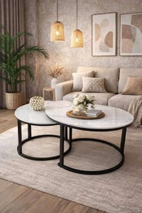 طاولة وسطى • بورسلين • رخام