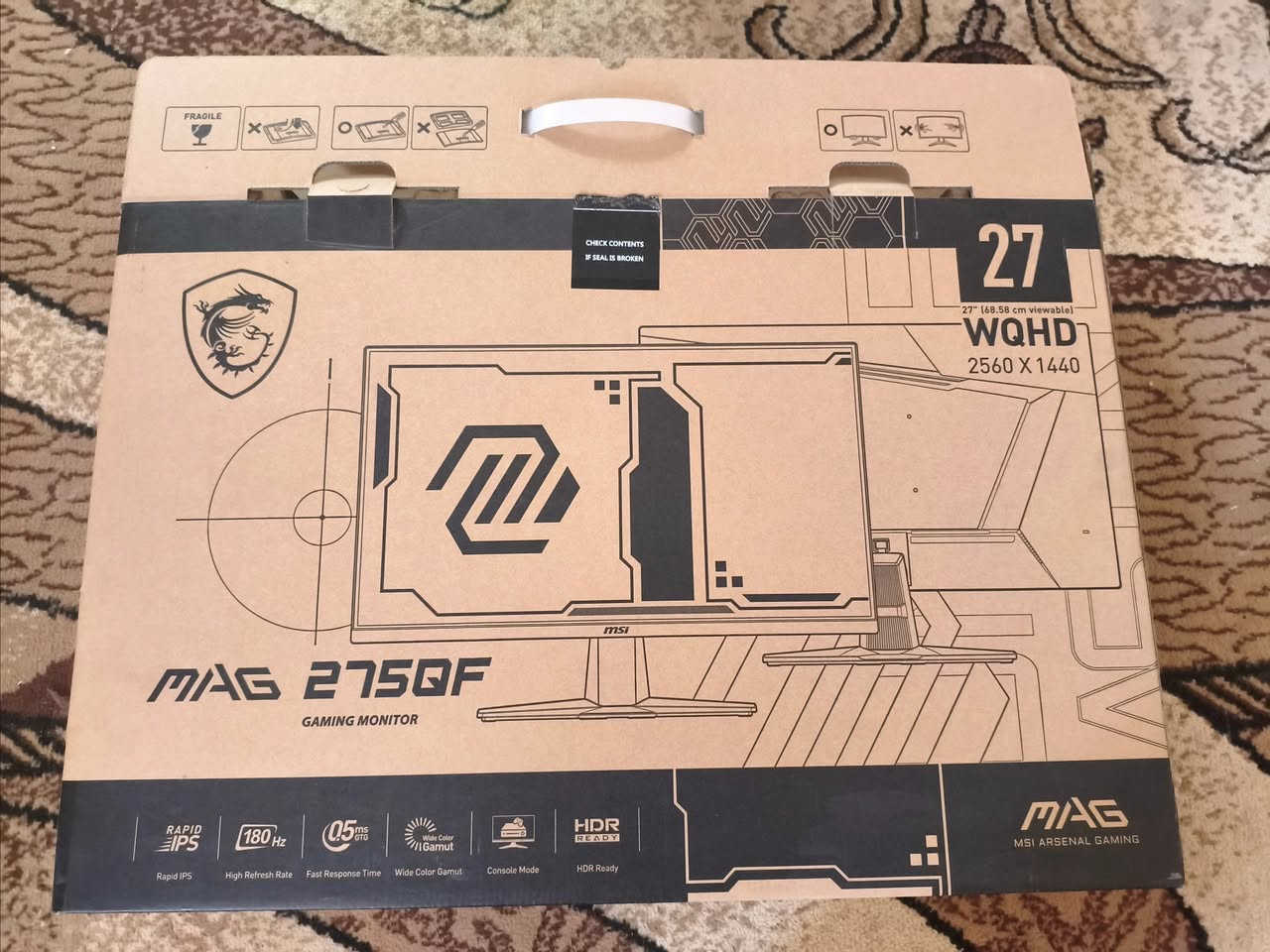 سلام عليكم
🔥 للبيع شاشة كيمنگ MSI MAG275QF 🔥
🖥️ قياس 27 بوصة
📺 دقة 2K (2560×1440)
⚡ 180Hz + استجابة 0.5ms
🎮 تدعم G-Sync و Adaptive Sync
✨ ألوان قوية Rapid IPS
الشاشة نظيفة وكاملة غراضها ومشتريها جديدة مو مال بالة وصل الشراء موجود مع سبيكر ريد دراكون
السعر 175 قفل 
العنوان بغداد الحسينية 
رقمي ***********
