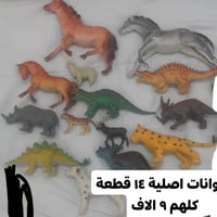 # متاح للبيع حيوانات اصلية ١٤ قطعة كلهم ٩ الاف.....متوفر مجسمات و العا...