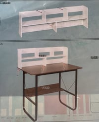 ميز مع رف • خشب ثقيل • حديد