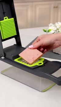 قاطع خضار يدوي • شفرات ستانلس • حاوية واسعة