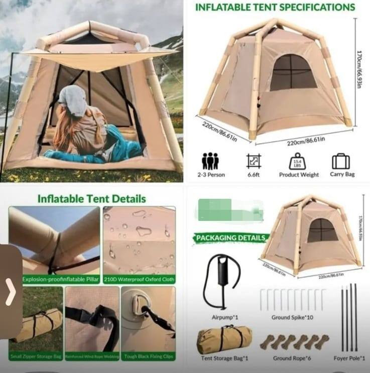 100 الف خيمة نفخ.. القياسات موضحة بالصور
*********** واتساب
بغداد الدورة / يوجد توصيل لكل العراق ٥ الاف
