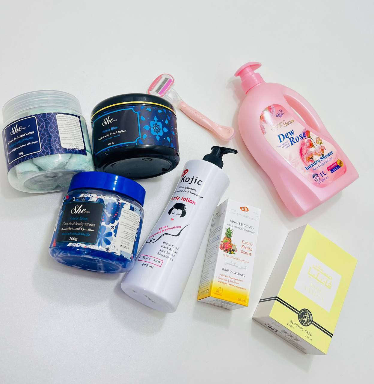 باكج مرتب يوفّر لج روتين كامل للتنعيم، التفتيح، والترطيب من أول استخدام 💗

📦 محتويات العرض:

🔹 She Neela Blue Face and body scrubs (700g)
سكراب للوجه والجسم يزيل الجلد الميت وينظف البشرة بعمق، يخليها أنعم وأنضر من أول استعمال ✨

🔹 She Neela Blue
كريم تفتيح للجسم يساعد على توحيد اللون ويعطي نعومة ولمسة مرتبة للبشرة 💙

🔹 She قطع مارشملو صابون مغربي
قطن صابون مغربي لتنظيف عميق وتهيئة البشرة قبل السكراب، يساعد على إزالة الأوساخ والخلايا الميتة 🫧

🔹 Kojic Body lotion (600ml)
لوشن مرطب ومفتح يحتوي على Kojic، يساعد على تقليل التصبغات وترطيب الجسم ويخلي البشرة ناعمة ومشرقة 🤍

🔹 Whitening Roll On Deodorant – Exotic Fruits Scent (60ml)
مزيل تعرق برائحة فواكه منعشة، يساعد على تفتيح منطقة تحت الإبط ويحافظ على انتعاش يدوم 🍍

🔹 Dew Rose Luxury Shower (1L)
شاور جل برائحة الورد، ينظف الجسم بلطف ويعطي إحساس انتعاش ونعومة 🌹

🔹 Alcohol Free Perfume (50ml)
عطر خالي من الكحول، ريحته ثابتة وناعمة ومناسب للاستخدام اليومي 🌼

🔹 شفرة إزالة شعر
لإزالة الشعر بسهولة قبل العناية حتى تحصلين على نتيجة أنعم وأوضح ✨

💖 العرض متكامل حتى تسوين روتين حمام مغربي + ترطيب + تعطير بجودة عالية وبمنتجات مرتبة تغنيج عن أي شي إضافي 💕

سعر العرض  40 
توصيل بغداد 4 محافظات 6


**إذا كنت صاحب هذا الإعلان وتريد حذفه لأي سبب، رجاءا أرسل رسالة إلى الدعم الفني**