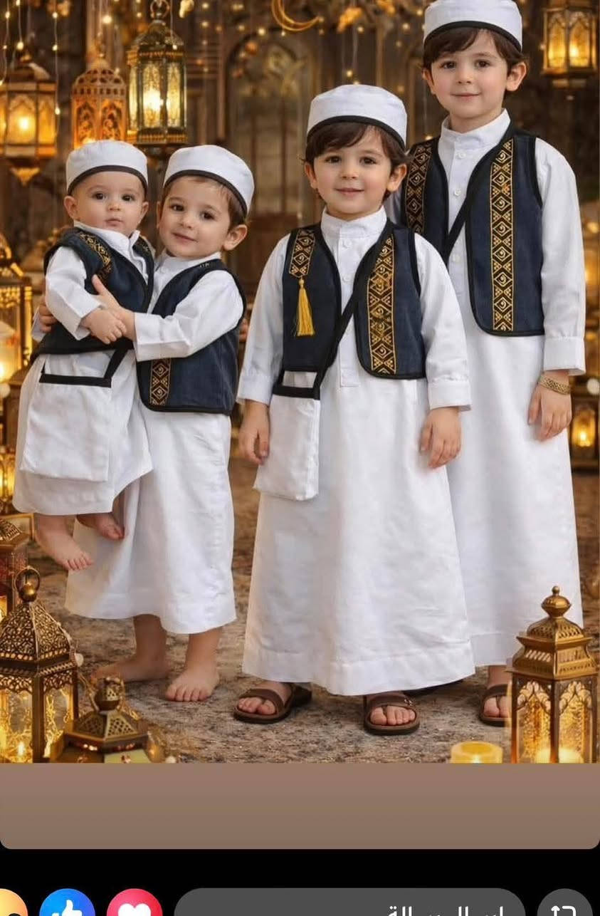 #الفهد_للأطفال
زي رمضاني ولادي

قياس 3اشهر لحد 12 سنة

الزي متكون من 4 قطع

العنوان 🔴الصويرة-شارع النجمة-مقابل شموسة ومجاور حلويات الحمداني 

متوفر توصيل داخل الصويرة وكافة محافظات العراق

للاستفسار ***********
