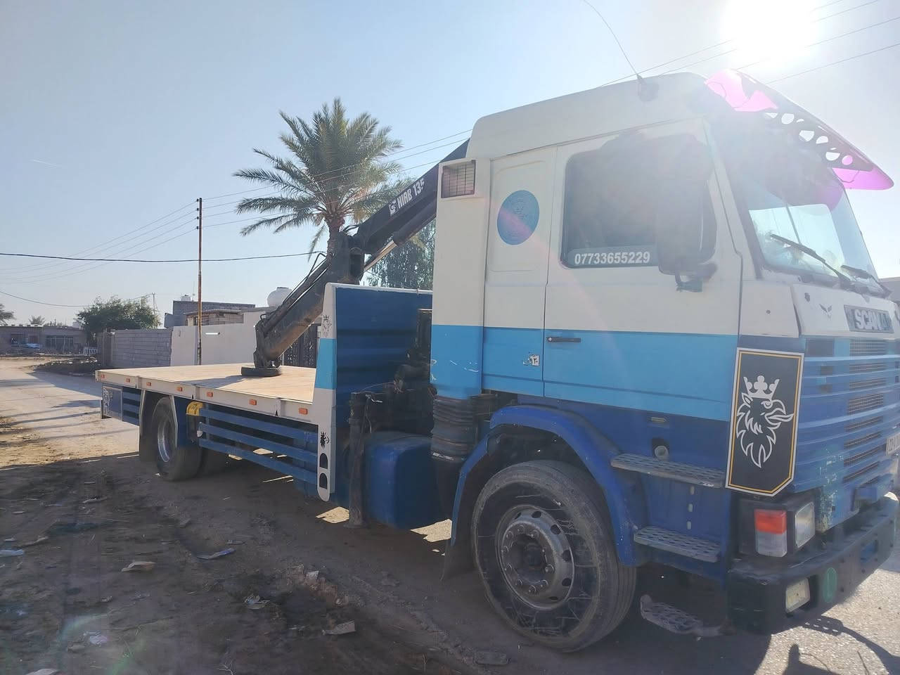 سكانيا مشلح موديل 1990 سنويه جديد تنتهي 2030 بأسمي تحويل ثاني يوم كرين 6طن 3سلايت مكفول لا فطر ولا لحيم شاصي مبطن السيارة تك مو سنكل مكان السيارة بغداد  أستفسار أكثر أتصل ***********
