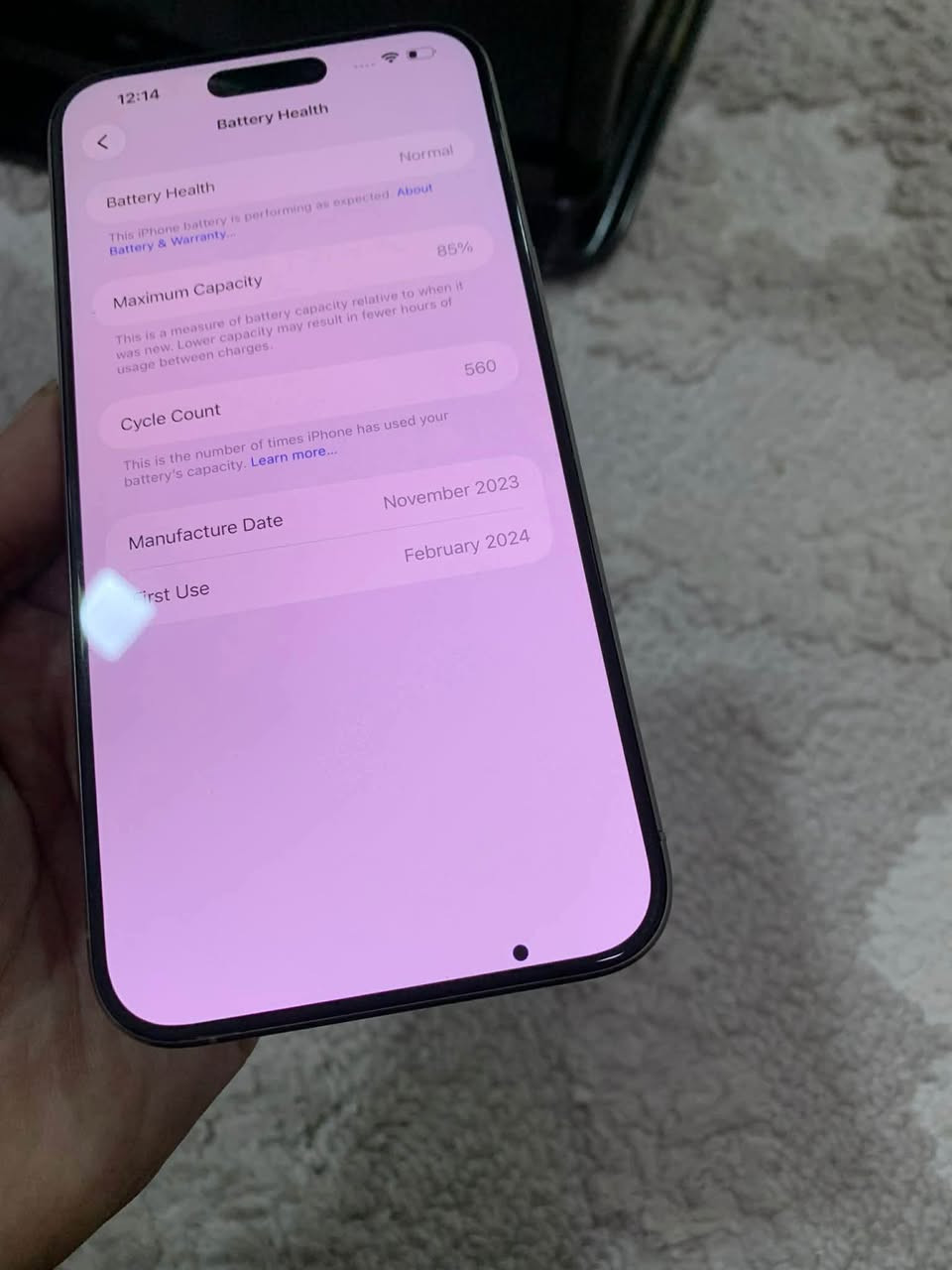 ئايفؤن ١٥ پرؤماكس ٢٥٦  يه ك سيم ئيسيم نه كراوه شاشه ي به س ئه و په له  ره شه ي هه يه پاتري ٨٥  شوختي نيه ١٠٠/١٠٠ باكه
٥٦٠$ قفليتي 
*********** السليمانية, العراق
