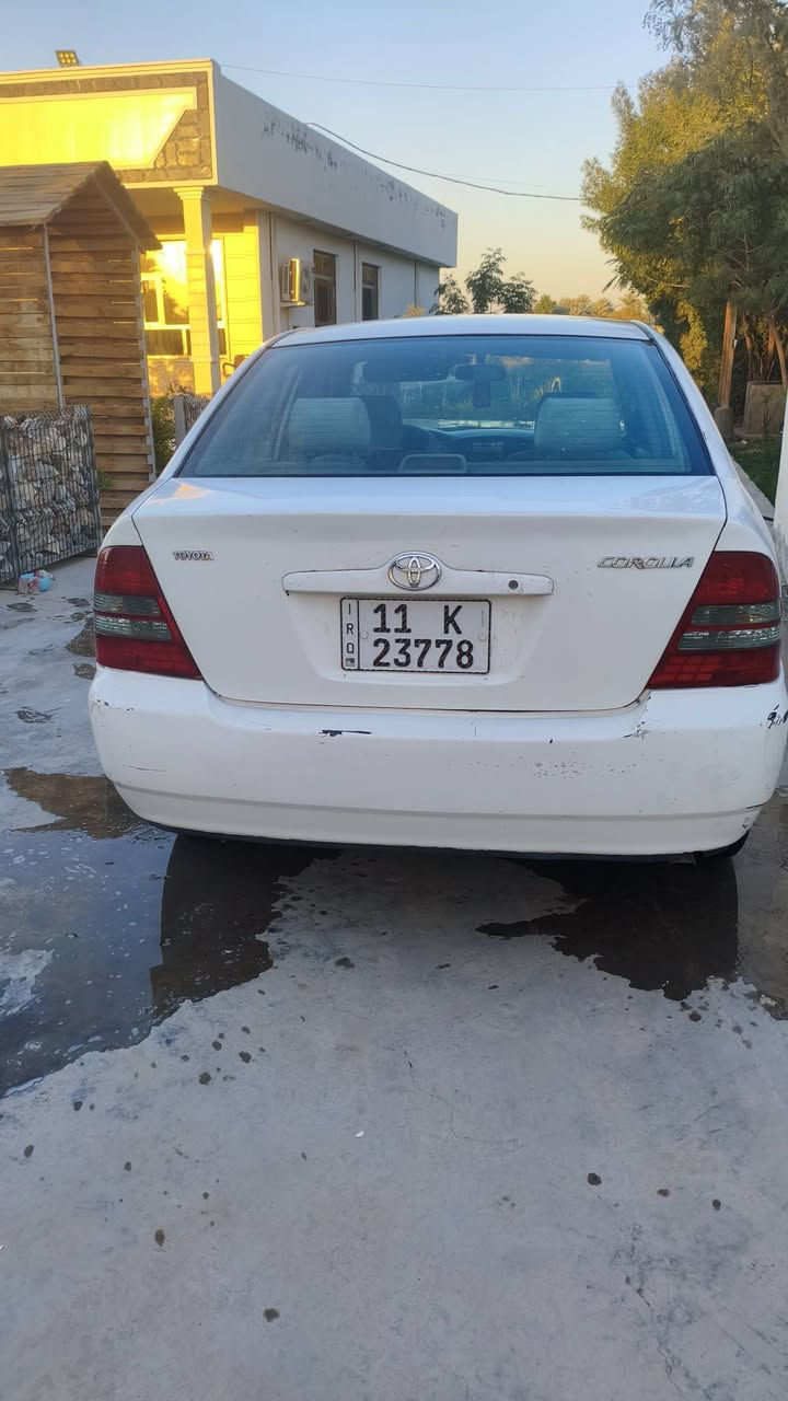 تيوتا كورلا للبيع موديل 2002 تخم تايرات جديد وصدر وحداديه جديد السعر 60 وبيه مجال المكان بغداد الدوره ***********
