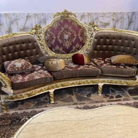 صاله مصري خشب زان طلاء ورق الذهب متكونه من تخم وطبلات مرمر وفاترينا وص...