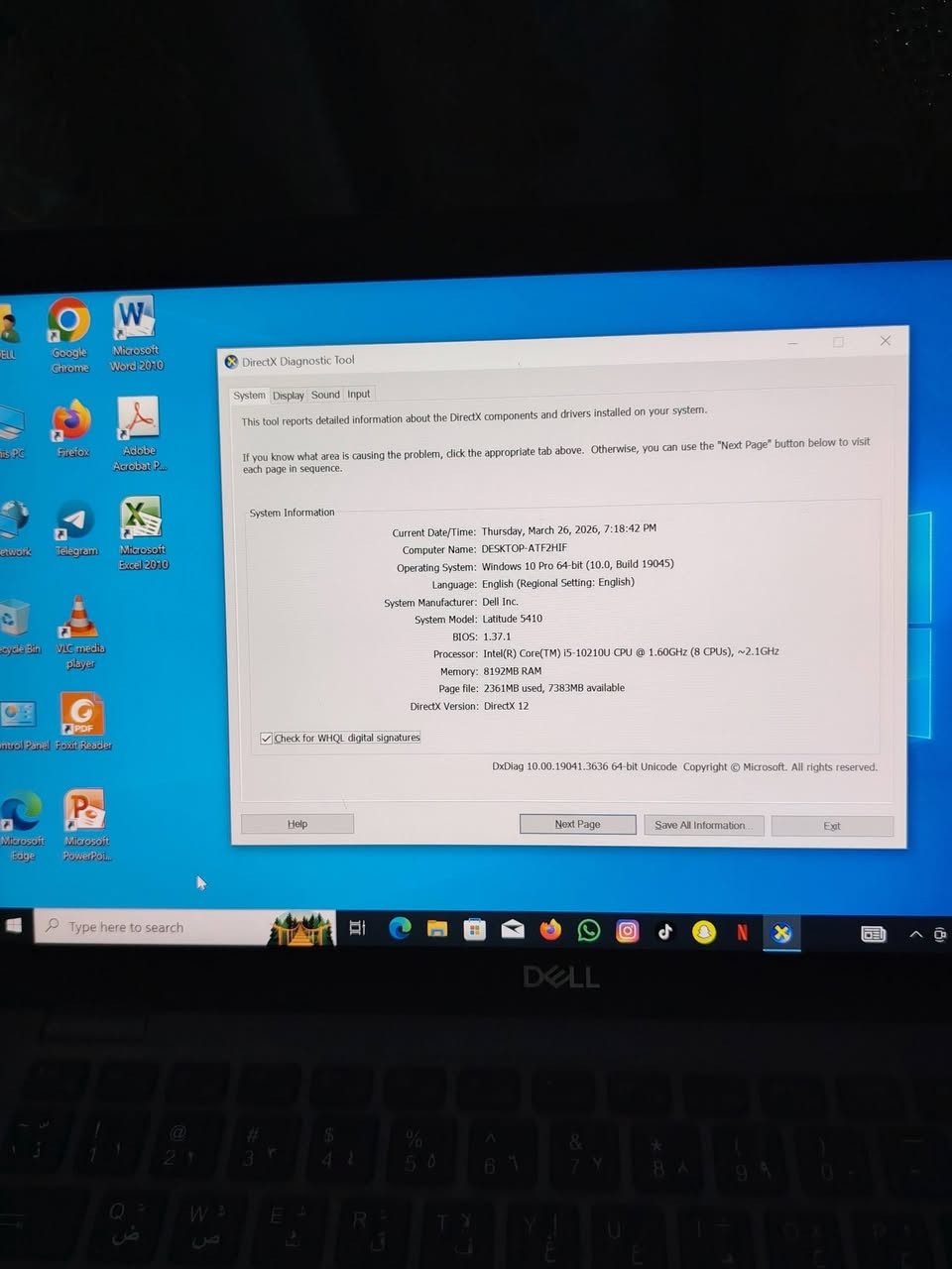 DELL LATITUDE 5410
Cpu i5-10th
‎‏Ssd 256GB m.2
‎‏RAM 8GB
‎‏“SCREEN 14
كيبورد ضوئي
Intel HHD Graphics
‎‏Gpu share 4GB
مدخل رام 
مدخل سيم كارت
‎السعر  400,000 دينار


**إذا كنت صاحب هذا الإعلان وتريد حذفه لأي سبب، رجاءا أرسل رسالة إلى الدعم الفني**