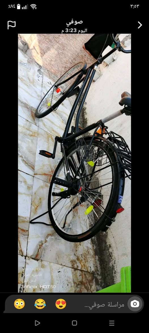 السلام عليكم بايسكل البيع موديل 2021ومبدل ويل الوره موديل2025بايسكل جاهز تأيرات جداد جاهز موجهز السعر 120وبيه مجال قليل الحك الجيه مكان ناصريه المركز السهرون الرقم*********** تواصل
