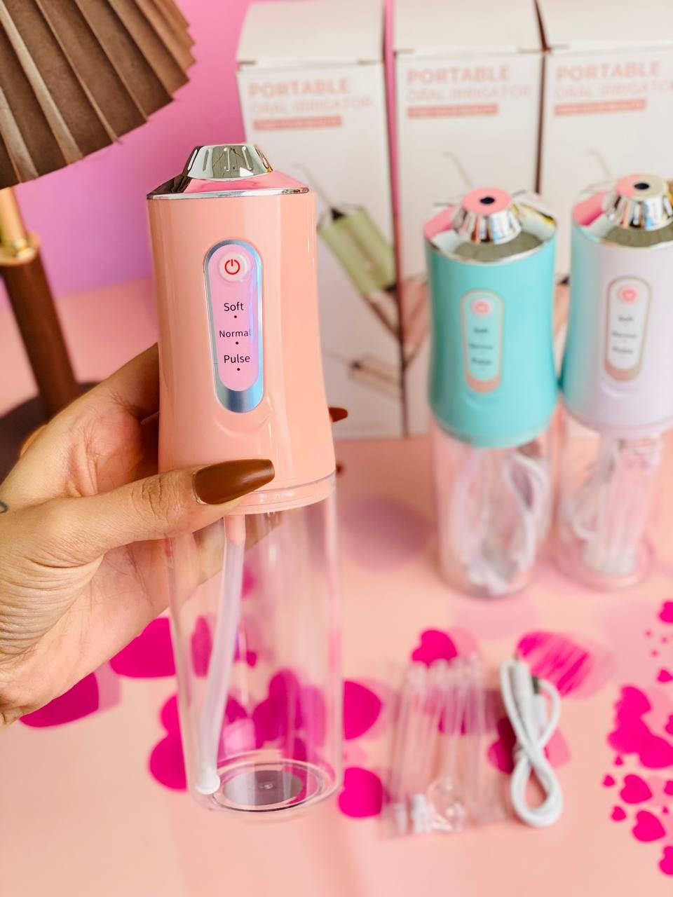 جهاز الخيط المائي،💯
Water flosser 
لتنظيف الأسنان والعناية بها 🦷🦷
يزيل الترسبات والجير ورائحة الفم .
ينصح به اطباء الأسنان لفعاليته في التنظيف العميق للجميع
مفيد ايضا للتقويم وتركيبات الأسنان وأصحاب الابتسامة 
شحن ⚡️⚡️ يدوم ل 30 يوم تقريبا
شحن عن طريق شاحنة الهاتف ❤️
خزان ماء 350 مل يكفي لاستعمال كامل ❤️
انماط متعددة لدفع الماء مناسبة لجميع انواع اللثة ❤️
عدة رؤوس وعدة سرع تتحكم بيها
مناسب للكبار وللأطفال ايضا
بطارية 3500 مل امبير ايون ليثيوم تكفي شهر كامل الشحنة الواحدة ♥️

🚘يوجد خدمة توصيل لجميع محافظات العراق🚘


**إذا كنت صاحب هذا الإعلان وتريد حذفه لأي سبب، رجاءا أرسل رسالة إلى الدعم الفني**