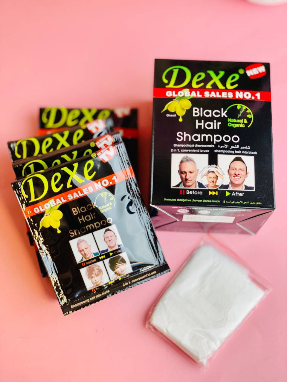 شامبو ماجيك من شركة ديكسي Dexe الأمريكي 🇺🇸
لصبغ الشعر باللون الأسود والتخلص من الشيب بشكل
 فوري وفعال💯😎

✔️ يعمل الشامبو بتركيبته القوية على صبغ الشعر ومنحه لوناً أسود جذاب.
✔️ يحتوي كل ظرف شامبو على مادتين منفصلتين تكمل بعضهما لمنح الشعر نتيجة مثالية من ناحية اللون والنعومة والإنسايبية.
✔️ يقوي الشامبو الشعر الضعيف والمتكسر من جذوره إلى أطرافه.
✔️ ينعم الشعر ويمنحه ملمساً حريرياً ساحراً.❤️
✔️ العبوة تحتوي على 10 ظروف شامبو، كل ظرف بداخله 25 مل.
✔️ ملحق بكفوف مجانية للاستخدام أثناء تطبيق الشامبو على الشعر.

يقضي على الشيب خلال دقايق و يقوم بمعالجة الشعر بشكل نهائي مع الاستخدام المتكرر.. 💜💜💜


**إذا كنت صاحب هذا الإعلان وتريد حذفه لأي سبب، رجاءا أرسل رسالة إلى الدعم الفني**