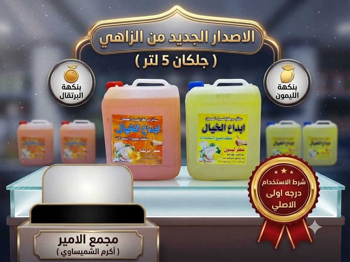 #متوفر في ﻣچمﻊ الامير ( اكرم الشميساوي ) 

#للتواصل #واتساب ***********

( زاهي جلكان دبه بطل ؛ قاصر اللوان وابيض ؛ معطر ارضيه ملابس )
( معطر شامبو عبايه ملابس السوداء ؛ تايت سائل وغيرها )

سوق الشيوخ الحي العسكري شارع الترابي قرب مدرسة النور الاهليه 
متوفر توصيل داخل الحي العسكري مجاناً 

رابط قناة واتساب بالتعليق كلشي متوفر بيها مع الاسعار
