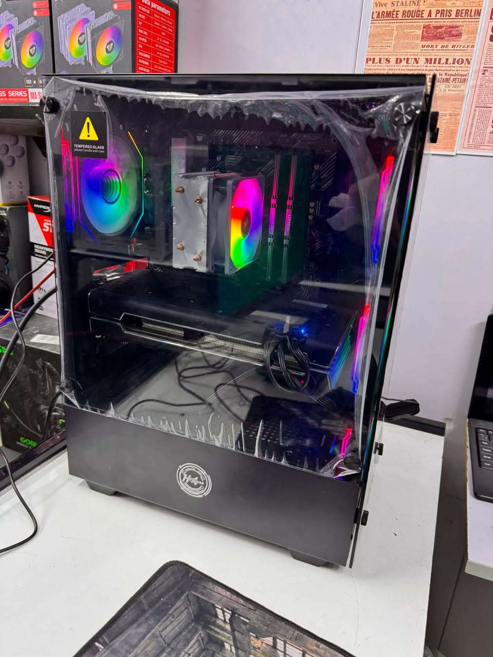 تحية طيبة شبابنا وحبايبنا 
تجميعة مرتبة كل القطع نظيفة اداء وحرارة مرتبة 
R5 5600G
RAM 16 3600 T.FORCE 
B450ASUS PRIME MK 4SLOT 
RX5700XT XFX 8GB 
M.2 128-HDD1TB
CPU COOLER RGB 
P.S650W+80PLUS 
CASE 4FAN 
السعر ٧٧٥ الف سعر نهائي شبابنا 
متوفر توصيل لكافة المحافظات 
عنوان المكتب واسط كوت المشروع مركز محمد صدقي التقني للحاسبات 
***********
