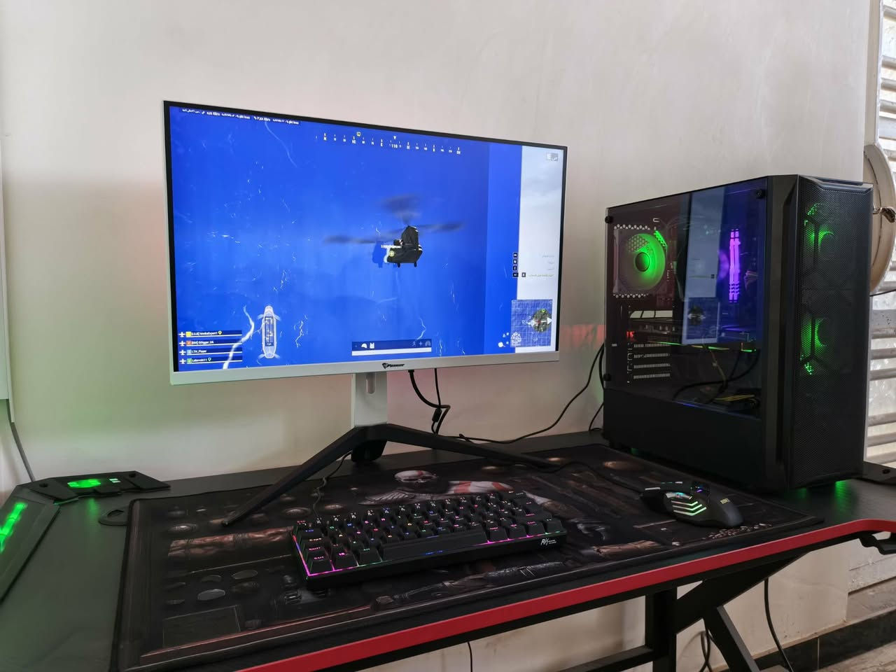 المواصفات 
CPU Ryzen 5 4600G
GPU RTX 2060 SUPER 3 FAN RGB GALAX 8GB
RAM 16GB 3200Mz RGB
M.2 256GB + SSD 1TB 
M.B B450 A PRO MAX II 
PSU Thermaltake 650W
Monitor Patriot 27'' 240Hz 0.5ms  Full HD 
Keyboard Mechanical RGB 
Mouse السعر ٨٠٠ الف
يوجد توصيل لكافة محافظات العراق جميع كارتونات القطع موجودة . المكان بابل المسيب . ***********
