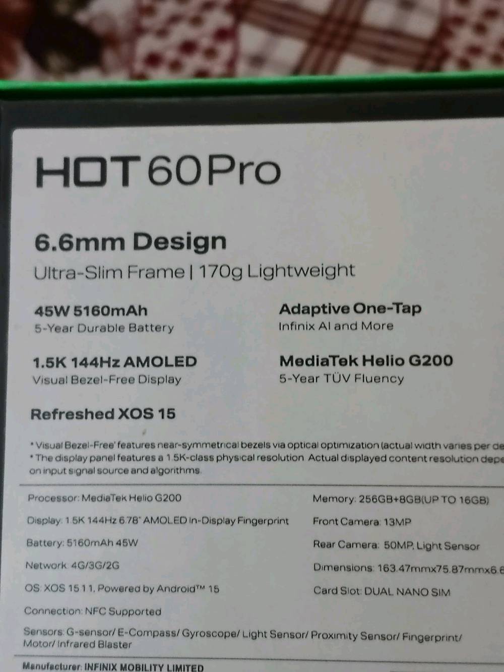 ركز انفنكس هوت 60 برو مو بلاس ذاكره 256 نضيف 100%وويا كامل غراض شاحنةة وسماعةة وكارتونةة ستعمال اقل شهر بطاريةة 100 سعره 185 قفل  مكاني بغداد صالحيةةة

علما سعر الجديد 240
***********