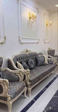 تخم 6 قطع 10 مقاعد + طبلة وسطية قماش كتان إيطالي سفنج طبي كلش جديد سعر...