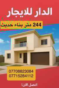 244 م للايجار في شارع فلسطين بناء حديث موقع هادئ جداً يحتوي على  : رصي...