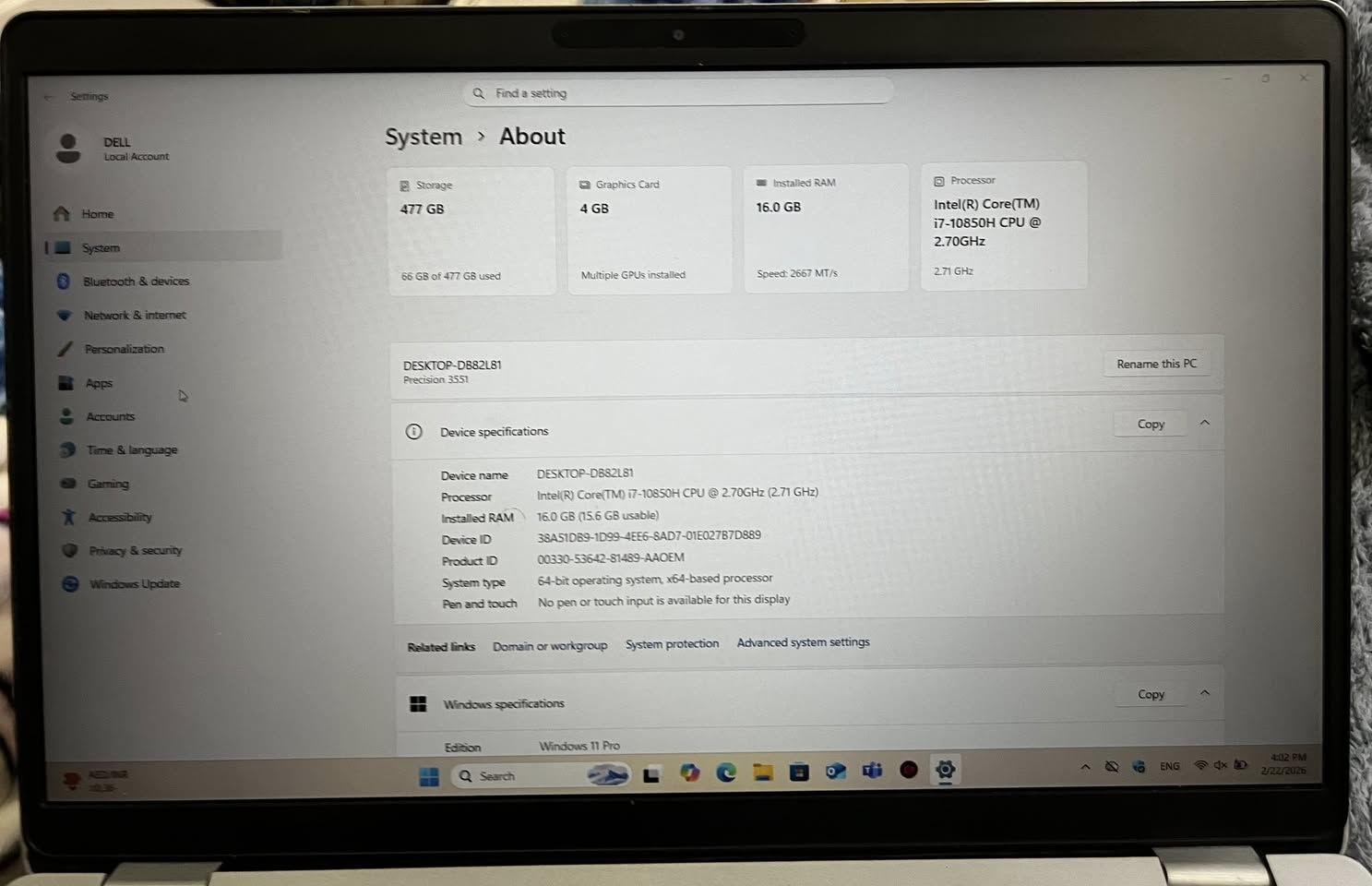 الأول: للابتوب Dell (الأقوى والأحدث)
العنوان: ديل Dell Precision 3551 للبيع - وحش التصميم والأداء الهندسي
المواصفات:
• الموديل: Dell Precision 3551 (فئة Workstation القوية).
• المعالج: Intel Core i7-10850H (جيل عاشر فئة H عالية الأداء، مو الفئة العادية).
• الرام: 16GB (سريع جداً بالمهام المتعددة).
• الهارد: 512GB SSD (إقلاع سريع جداً للنظام).
• كارت الشاشة: منفصل 4GB (ممتاز للمصممين والمهندسين وأصحاب الألعاب المتوسطة).
• الشاشة: 15.6 بوصة بدقة FHD، ألوان واضحة جداً.
• النظام: وندوز 11 برو (Windows 11 Pro) أصلي مفعل.
ملاحظات إضافية:
• الجهاز نظيف جداً (مثل ما مبين بالصور) وبحالة الوكالة.
• كيبورد كامل (NumPad) مريح جداً للكتابة والمحاسبة.
• البطارية والشاحن الأصلي موجودات.
السعر المطلوب: 700,000 دينار وقابل للتفاوض

الثاني: للابتوب HP (للدراسة والعمل المكتبي)
العنوان: لابتوب HP EliteBook 850 G2 للبيع - نظيف جداً وبسعر مناسب
المواصفات:
• الموديل: HP EliteBook 850 G2 (هيكل معدني متين).
• المعالج: Intel Core i7-5600U (جيل خامس).
• الرام: 8GB DDR3.
• الهارد: 256GB SSD (أسرع بهواية من الهاردات العادية).
• كارت الشاشة: Intel HD Graphics 5500.
• الشاشة: 15.6 بوصة مريحة للعين.
• الجهاز شغال وما بيه أي نقص.
السعر المطلوب: 300،000 دينار قابل للتفاوض


**إذا كنت صاحب هذا الإعلان وتريد حذفه لأي سبب، رجاءا أرسل رسالة إلى الدعم الفني**