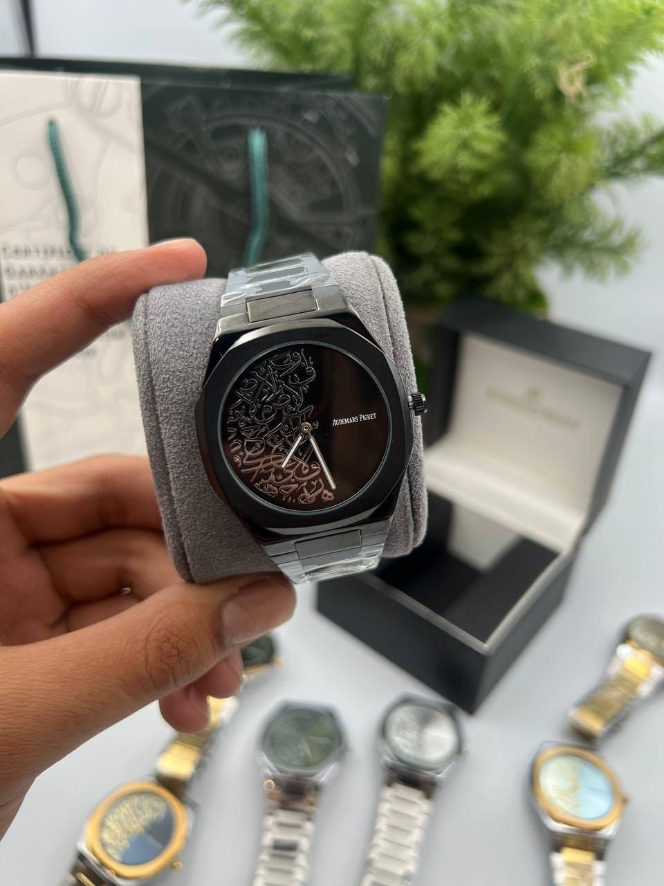 😍 وصلنا حديثا رجالي AP  😍
💕نقش المينه بأحرف زغرفه عربيه 💕
😘طلاءثابت 100٪ الأصلي 😘 
🤩الجامه زفير ضدالخدش والصدء🤩 
🤗ضمان 2سنه  حقيقي من تاريخ الشراء
مستعدون لعمل الطلبيه حسب الطلب
  🌷توجد موديلات وتصاميم حديثه🌷
 🌺زورونا ستجدون كل ماهو جديد🌺
لمعرفه الأسعار 
 الاتصال على الرقم فايبر واتس اب...
*********** سيد عمار
 *********** مهدي 
يوجد توصيل  جميع محافظات العراق 
           مجمع عالم الساعات 
       الديوانيه السوق الكبير 
      محمدعبدالرزاق الخضري
