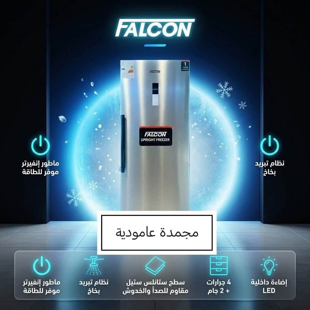 ⁨ 🧊 رتّب أكثر... وخزّن براحة أكثر مع مجمدة فالكون العامودية!
إذا تبحث عن مجمدة تجمع بين السعة الكبيرة، الترتيب العملي، والأداء الموثوق، فمجمدة فالكون 300 لتر هي الخيار المناسب.

✅ تصميم عامودي عملي وسهل الاستخدام
✅ سعة 300 لتر
✅ نظام No Frost بدون تكوّن ثلج
✅ غاز R600a الاقتصادي بالطاقة
✅ هيكل متين مقاوم للصدأ
✅ تحكم سهل بدرجة الحرارة
السعر 685 الف
💳 بيع بالمفرد والجملة 
🚚 توصيل إلى جميع محافظات العراق


**إذا كنت صاحب هذا الإعلان وتريد حذفه لأي سبب، رجاءا أرسل رسالة إلى الدعم الفني**