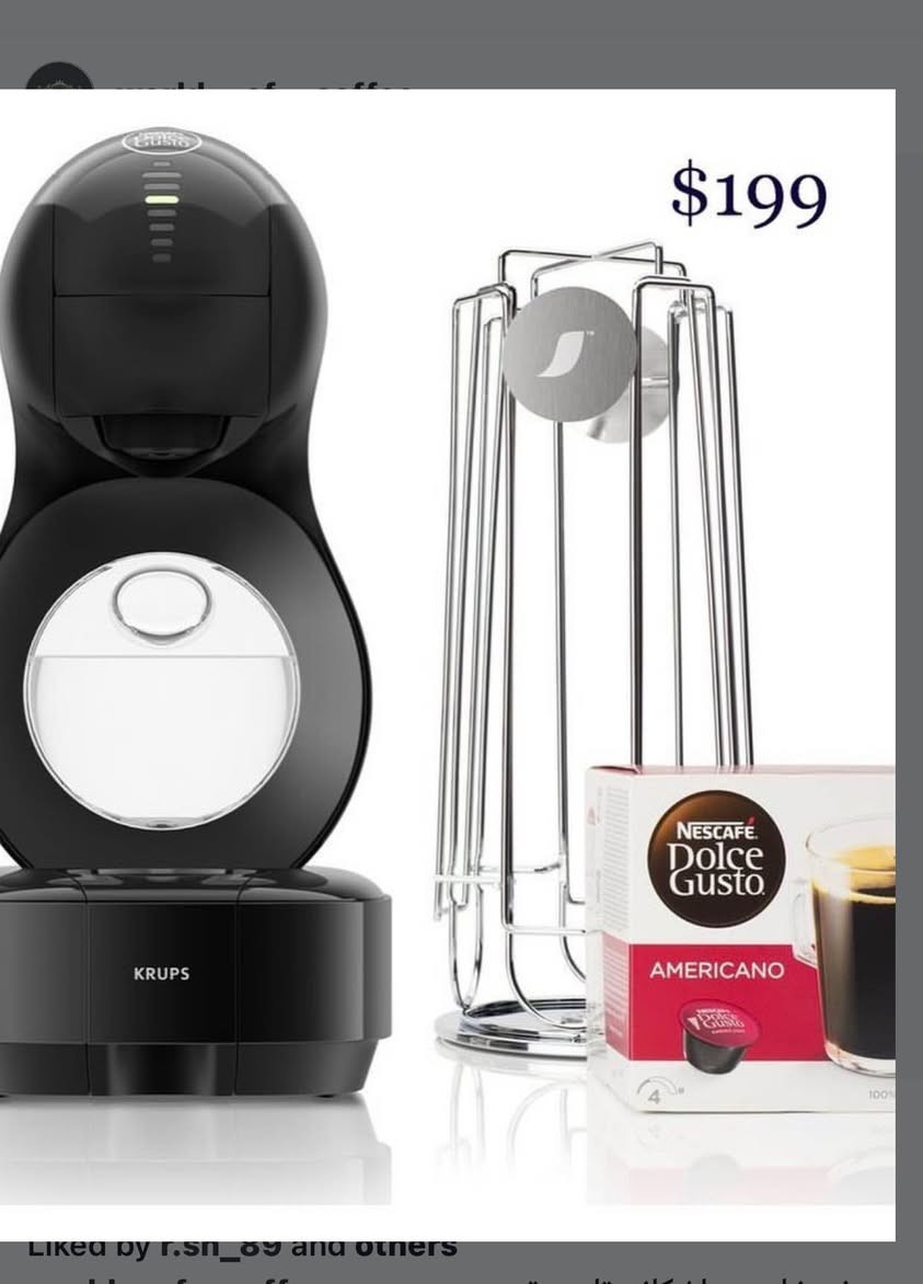 جهاز coffee   دولتشي  كبسولات سعر ٧٥ الف وبي مجال 
سعر بالسوق ١٩٠ 
جديد بالباكيت 
(مو مال باله ولا اوروبي ⛔️)
هفلان 
مقابل لنكة مناره *********** أربيل, العراق
