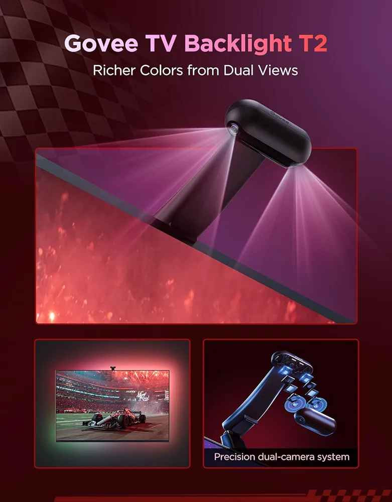 Govee Envisual TV LED Backlight T2 with Dual Cameras, 11.8ft RGBIC Wi-Fi LED Strip Lights for 55-65 inch TVs, Double Strip Light Beads, for Home Decorations, Smart App Control, Music Sync أربيل, العراق


**إذا كنت صاحب هذا الإعلان وتريد حذفه لأي سبب، رجاءا أرسل رسالة إلى الدعم الفني**