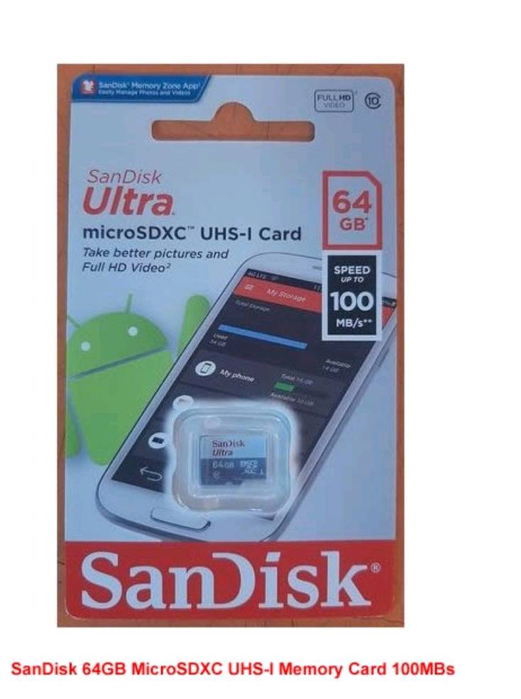 sandisk ultra micro SDXC UHS-I Card
take bitter pictures and full HD video
توصيل محافظات .. مكاني ديالى بعقوبة
*********** واتساب او اتصال
متوفر خمس قطع تاخذهن شلع قلع احسبهن ب ٨٠ الف مع التوصيل
ذاكرة خارجية نوع مايكرو اس دي
متوفر بذاكرة  256 و 64 كيكا بايت   
256 GB = 25،000 IQD
64 GB = 10،000